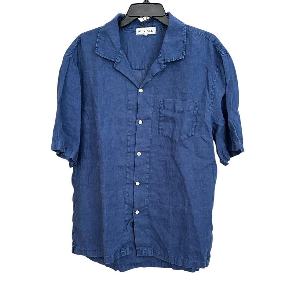 Alex Mill Indigo Blue Short-Sleeve Button-Down Shirt